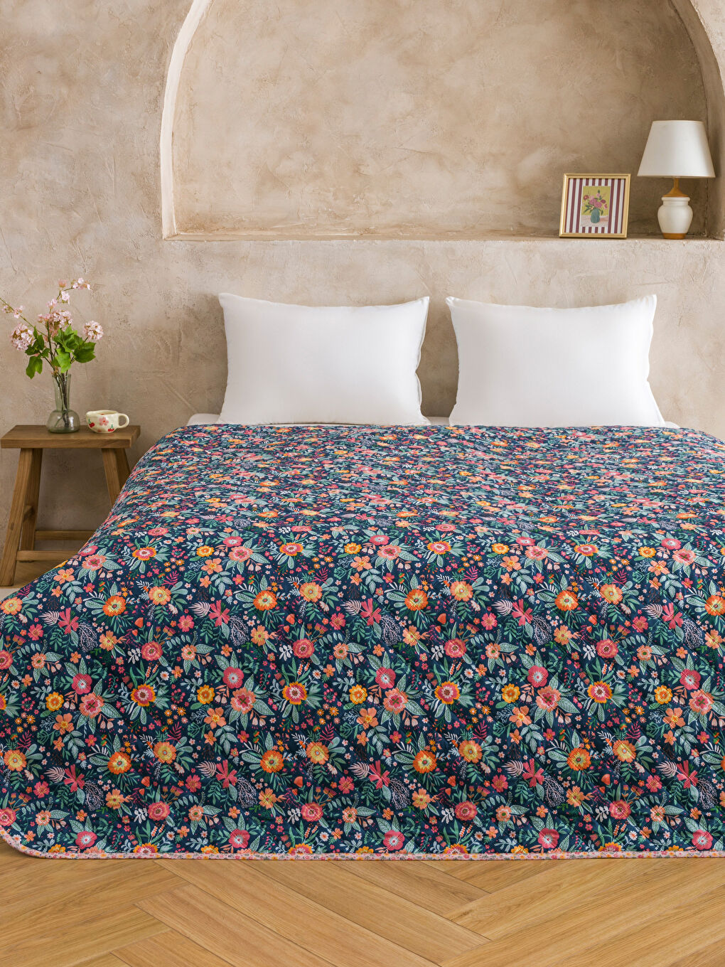 روانداز پنبه‌دوزی LC HOME- مدل Floral patterned