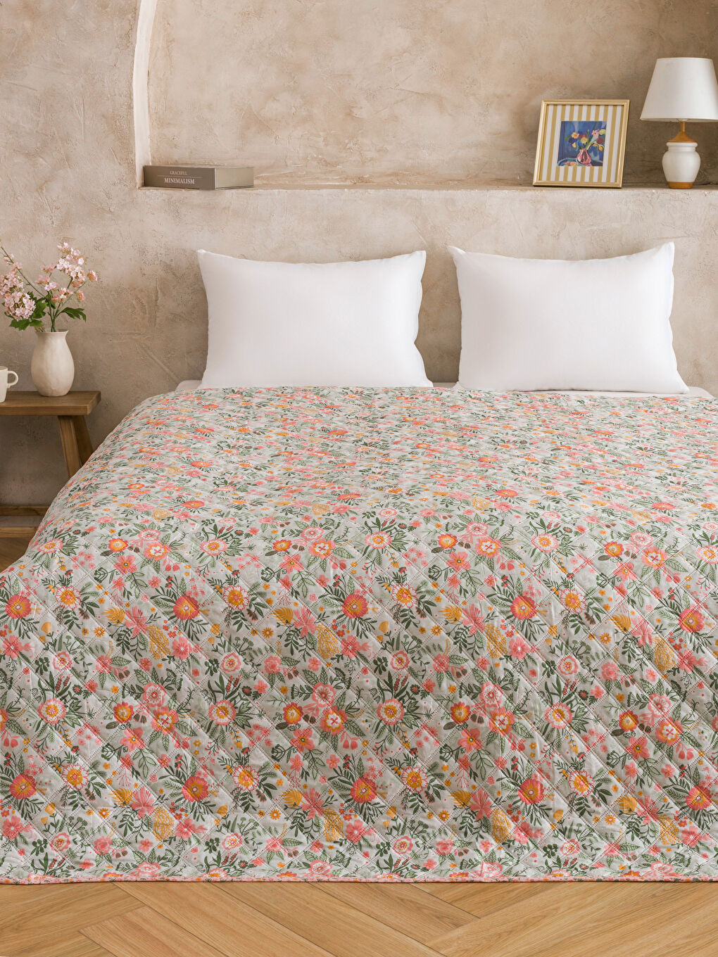 روانداز پنبه‌دوزی LC HOME- مدل Floral patterned